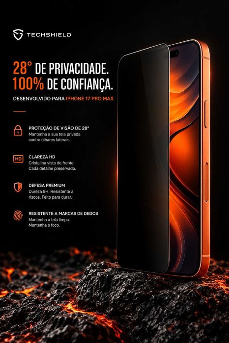 Película de Privacidade (Anti-Spy) iPhone 17 Pro Max - Vidro Temperado