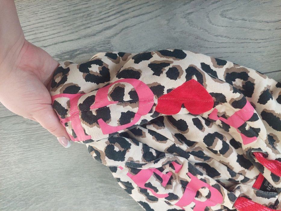 Bluza z kapturem panterka ocieplana bawełna s m