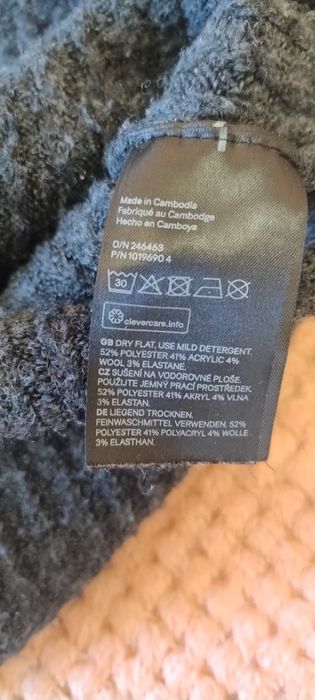 Ciemnoszary ciepły miękki gruby zimowy wełniany sweter