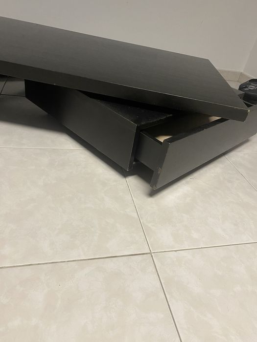 Mesa centro madeira castanho escuro com gaveta amovível