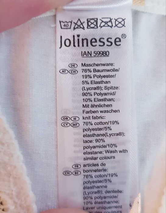 Stringi Białe Kremowe z Koronką Jolinesse rozm.  L / 44