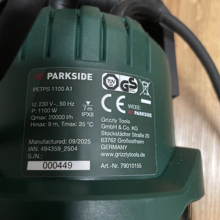 Bomba de água Parkside NOVA