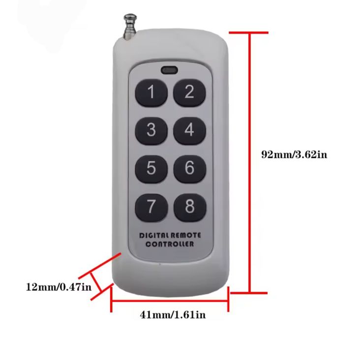Pilot radio RF 433Mhz 8 przycisków model 1000-E8B