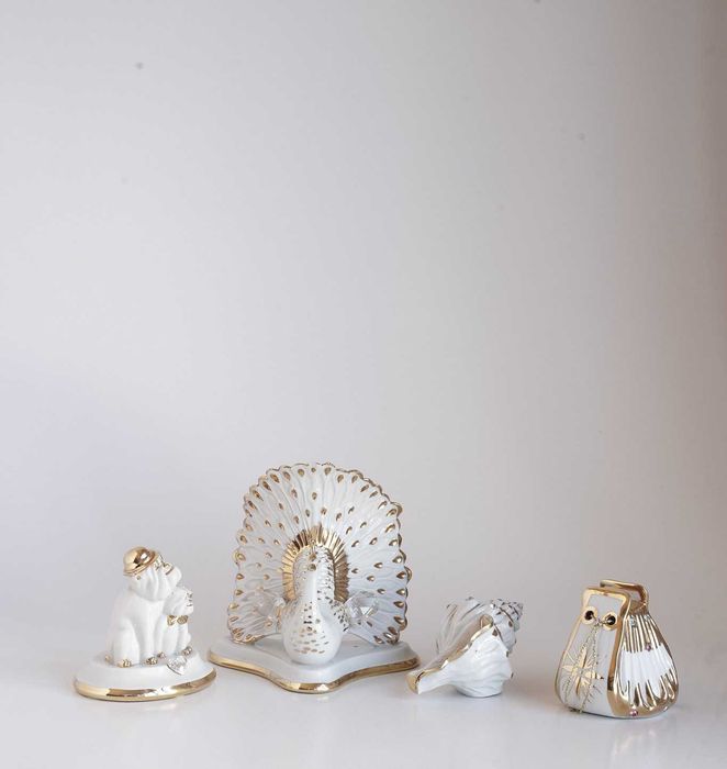 Conjunto quatro peças Capodimonte com cristais Swarovski
