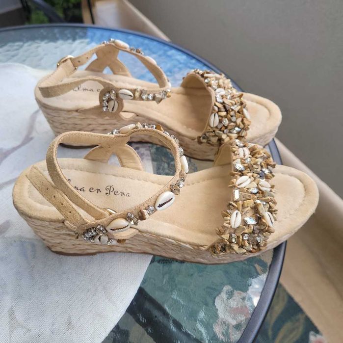 Piękne markowe sandały Alma en pena 39 espadryle buty na koturnie