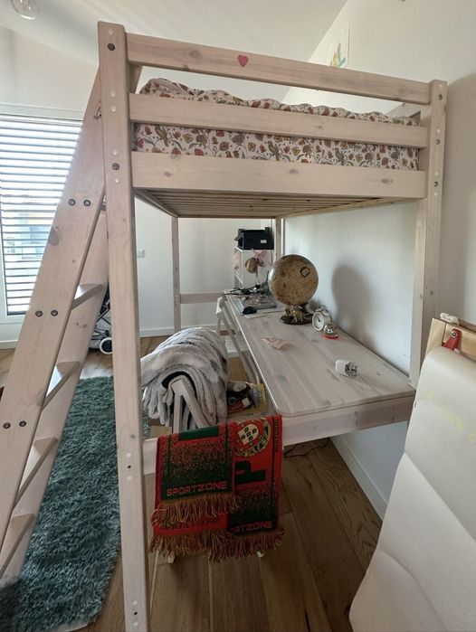 Cama alta beliche com secretaria+colchão