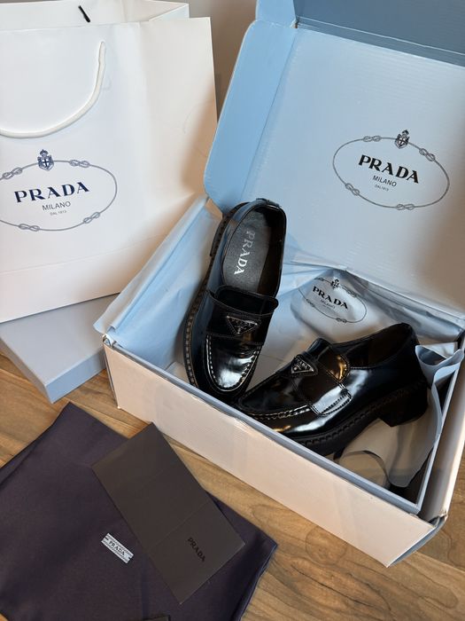 Женские лоферы черные прада prada 37 наличие