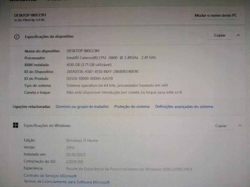 PC Desktop / 2.4GHz / 4GB Ram / SSD 240GB