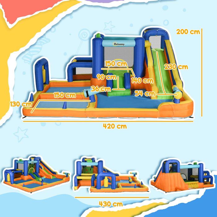 Castelo insuflável 7 em 1 com piscina e insuflador 450 W