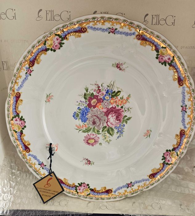 Conjunto limoges pintado à mão- terrina e prato