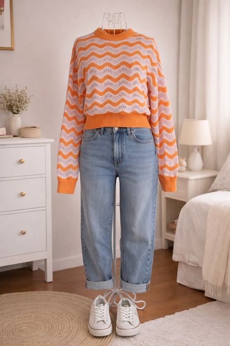 Camisola algodão  | H&M | laranja e rosa | Tamanho S grande