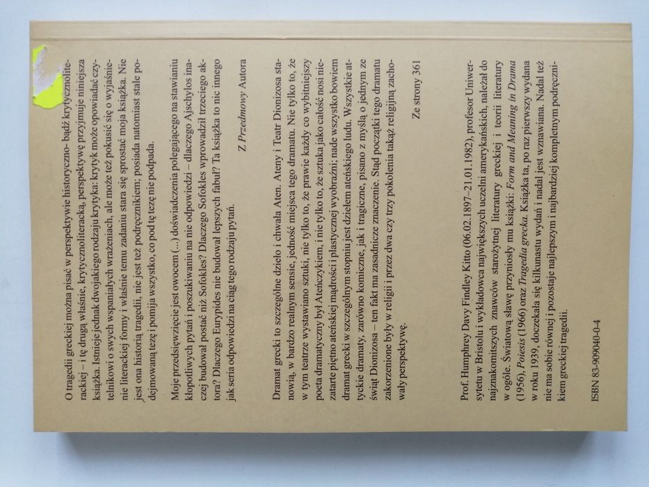 Tragedia grecka. Studium literackie - H. D. F. Kitto