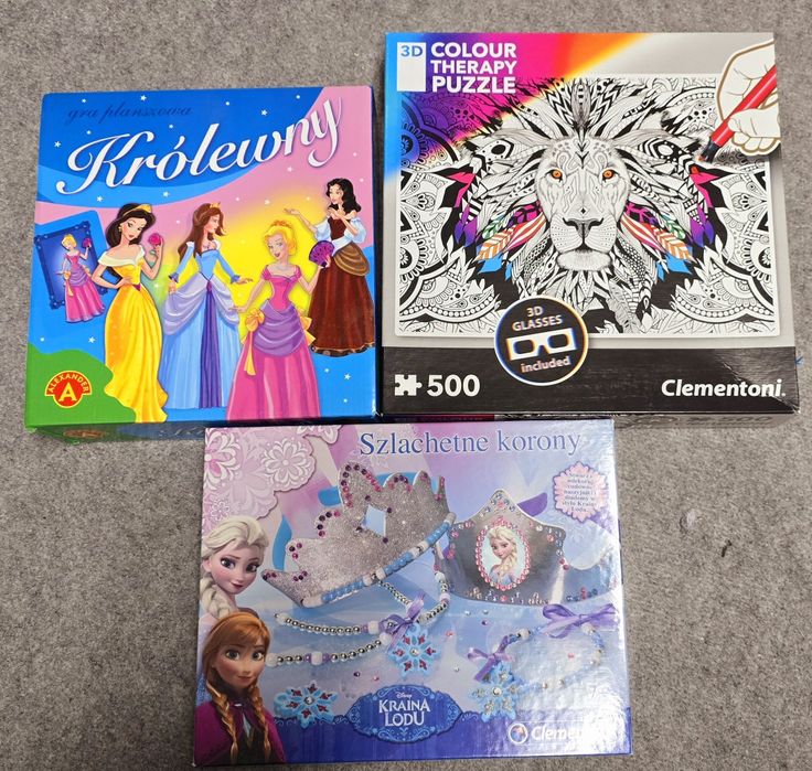 3x gry dla dziewczynki Królewny, Szlachetne korony, puzzle 3d