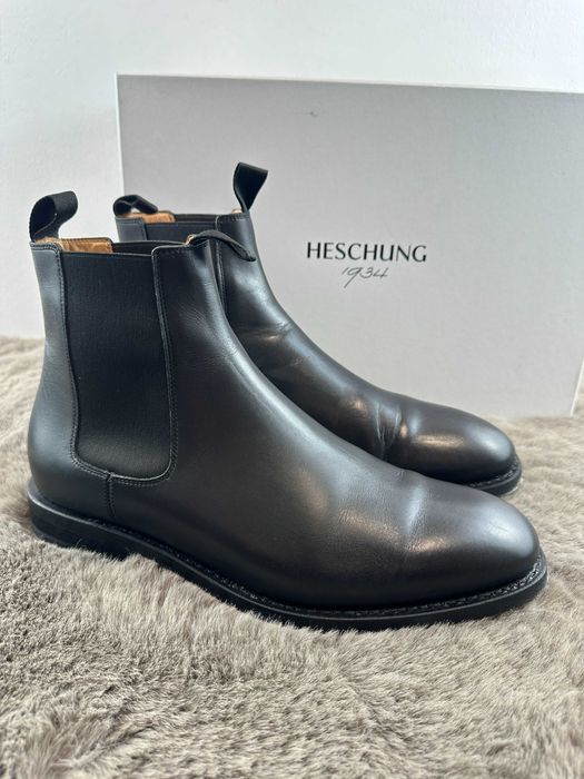 Buty męskie czarne skórzane botki sztyblety Heschung Frene II 42,5