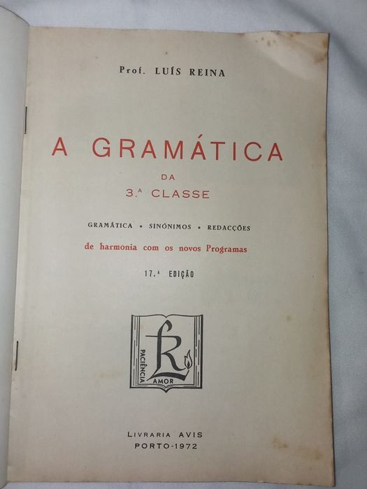 Gramática 3ª Classe (de 1972)- Prof. Luís Reina