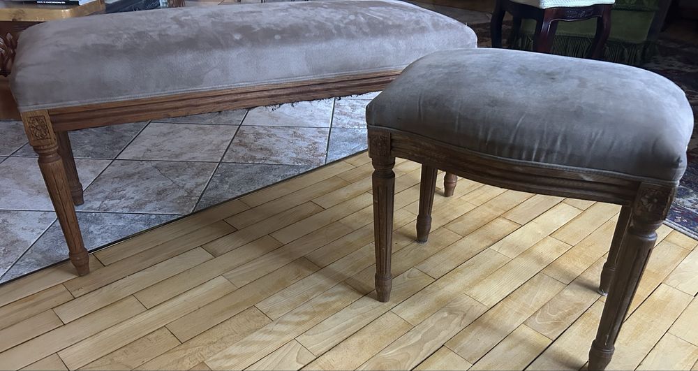Ława do fortepianu pianina i puf francuski Ludwik XVI styl rustykalny