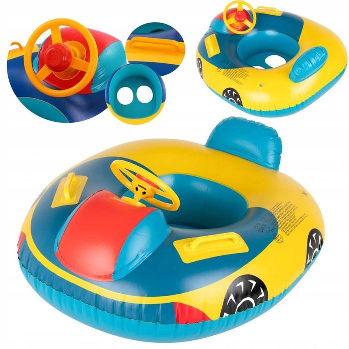 MATERAC Dmuchany PONTONIK Mały dla Dzieci KOŁO do Pływania zKIEROWNICĄ