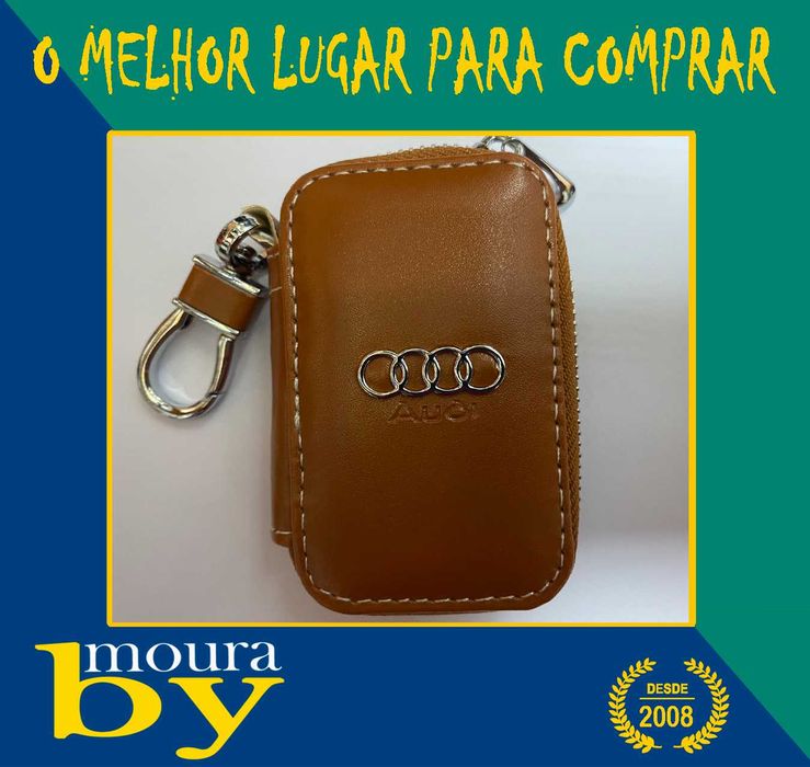 Bolsa Porta chaves para comando  Audi em Preto creme Vermelho riscado