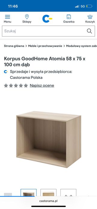 Korpus GoodHome Atomia 58 x 75 x 100 cm dąb