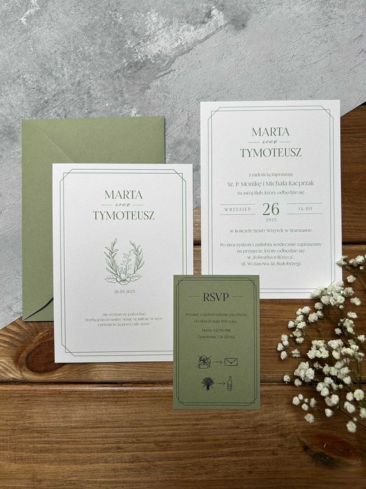 Minimalistyczne zaproszenia ślubne