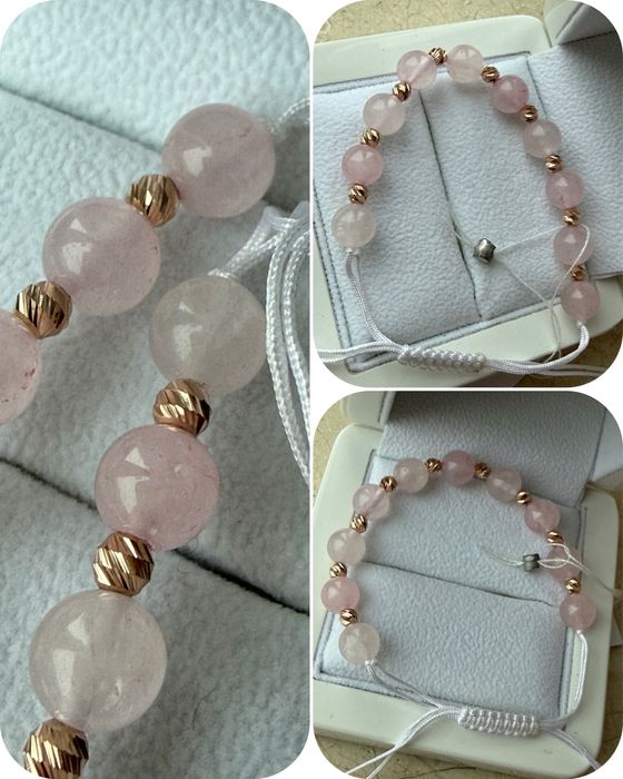 Браслет золото 585  натуральний агат кварц