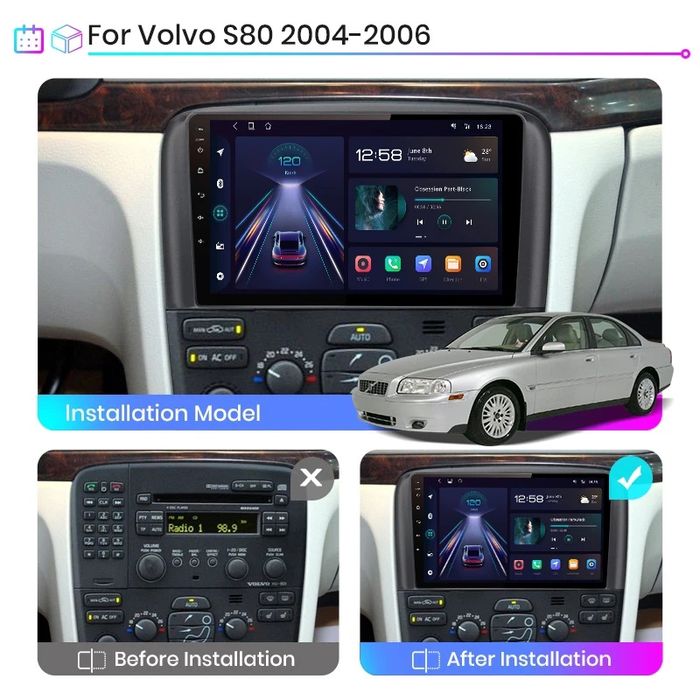 Rádio 9" android Volvo S80 de 1998 a 2006 CARPLAY WIFI GPS Novo