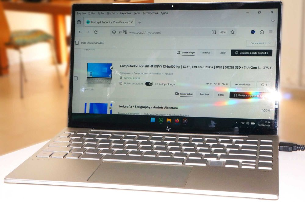Computador Portátil HP ENVY 13-ba1001np | 13,3'' | EVO i5-1135G7 | 8GB | 512GB SSD  / 11th Gen Intel