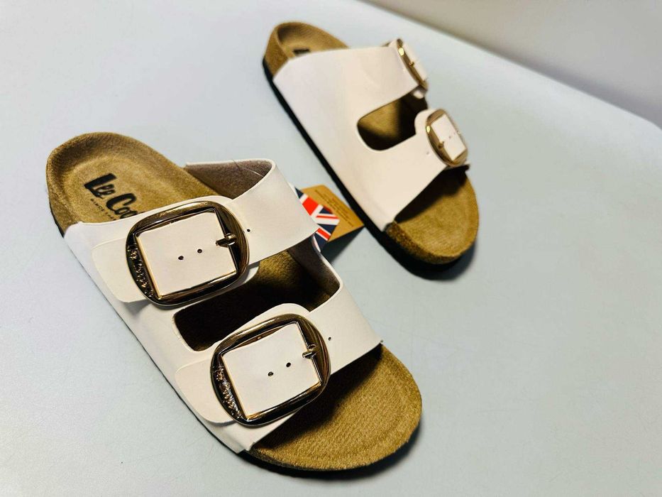 Lee Cooper klapki białe damskie z klamrami 40 - 41