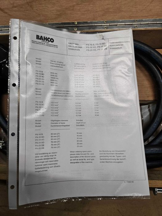 Bahco ps-10b piła pneumatyczna