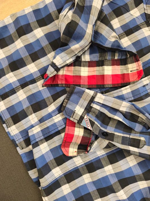 Koszula męska Troll krata niebieska - L