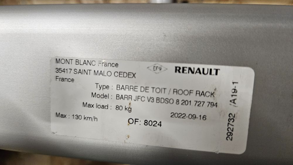 Belki poprzeczki Renault Espace V 5 oryginał ASO 8201727794