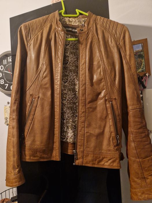 Kurtka skórzana brązowa damska rozmiar38 + gratis