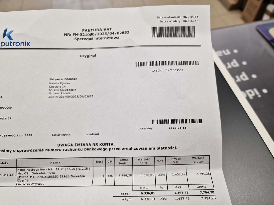 Macbook PRO 14 2024/ M4/ 16GB DDR5/ 512GB/ 2 cykle! Space Black/ Gr A-