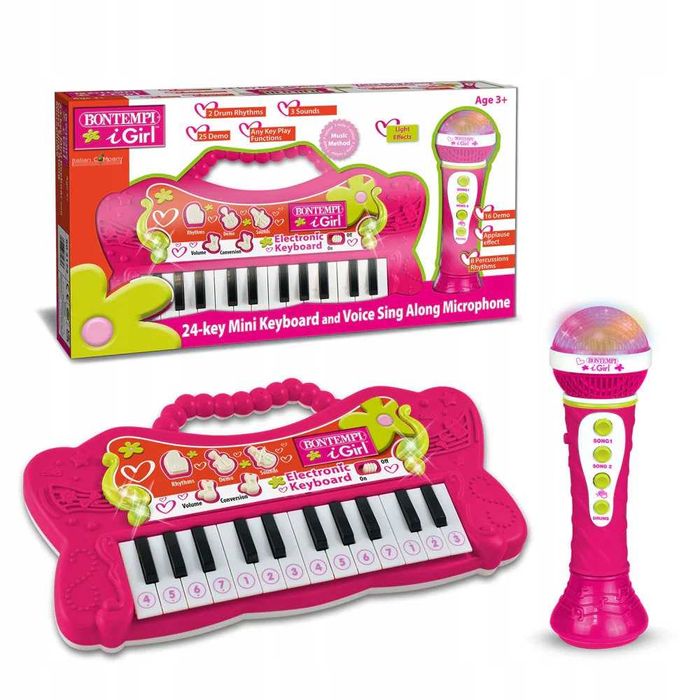 Zestaw mini keyboard, organki i mikrofon do karaoke
