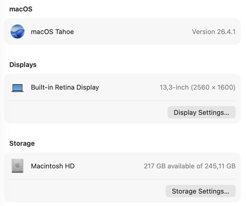 MacBook Air 13’ 2020 M1 16Gb RAM 256Gb SSD 89%