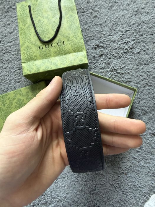 Gucci Pasek Skórzany GG Interlocking G 48/120 Czarny + Pudełko