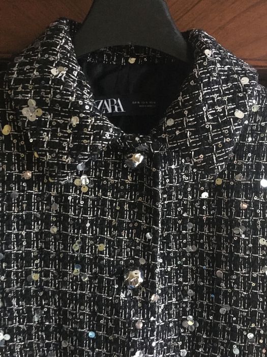 ZARA  Elegancka marynarka tweedowa z cekinami