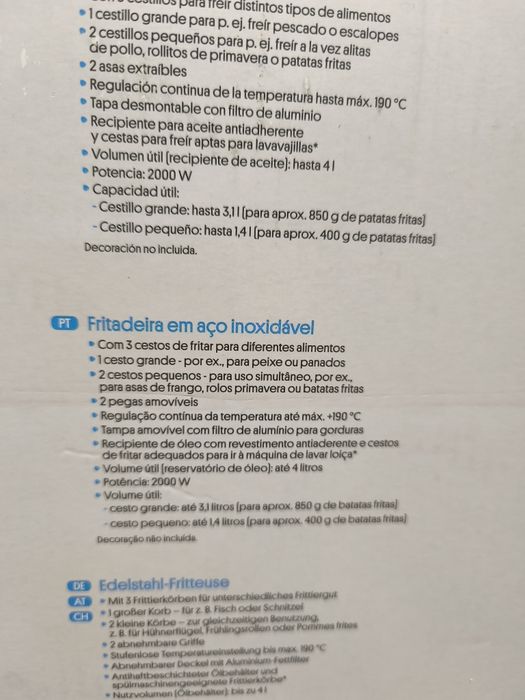 Fritadeira a óleo 2 cestos
