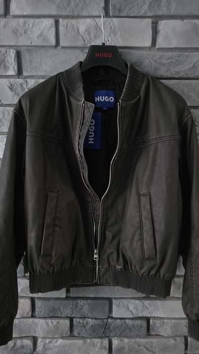 Bomberka L Hugo skórzana kurtka oversize vintage