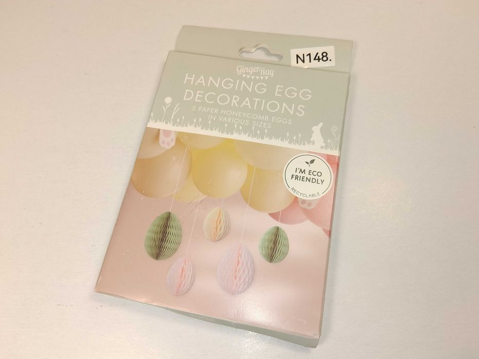 N148 Zestaw Dekoracji Wielkanocnych Wiszące Jajka Ginger Ray Eco