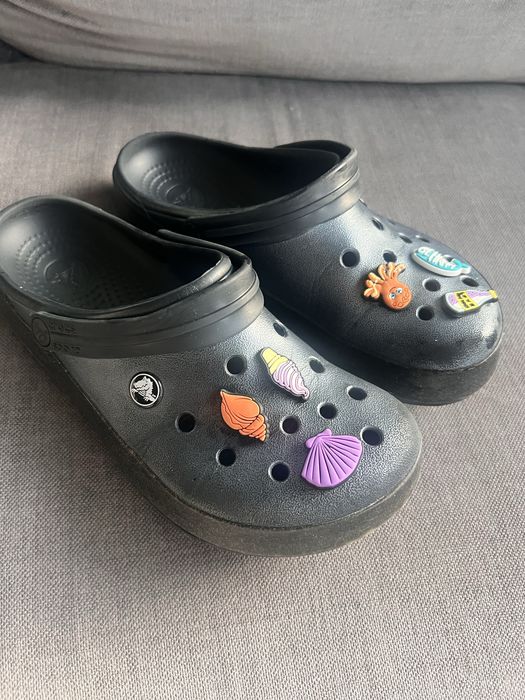 Crocs czarne damskie klapki 9 39-40 brokatowe