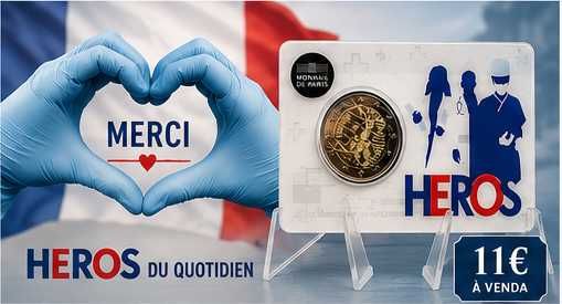 França 2020 - Coin Card 2€ Investigação Médica - Heroes