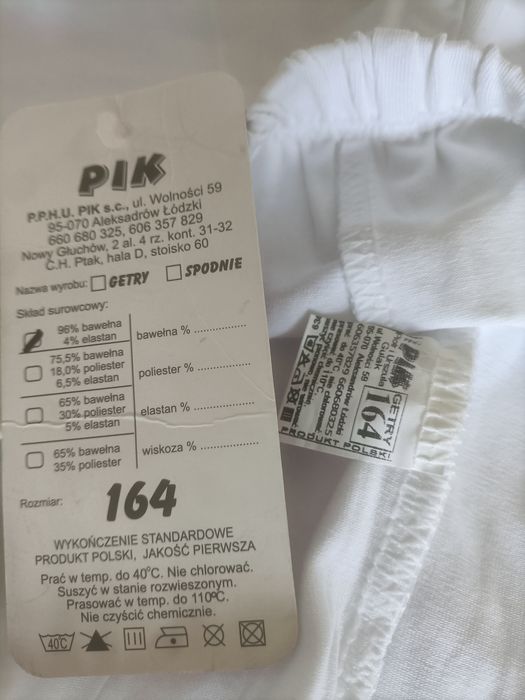 Leginsy białe nowe firmy pik róż.164 dł.3/4