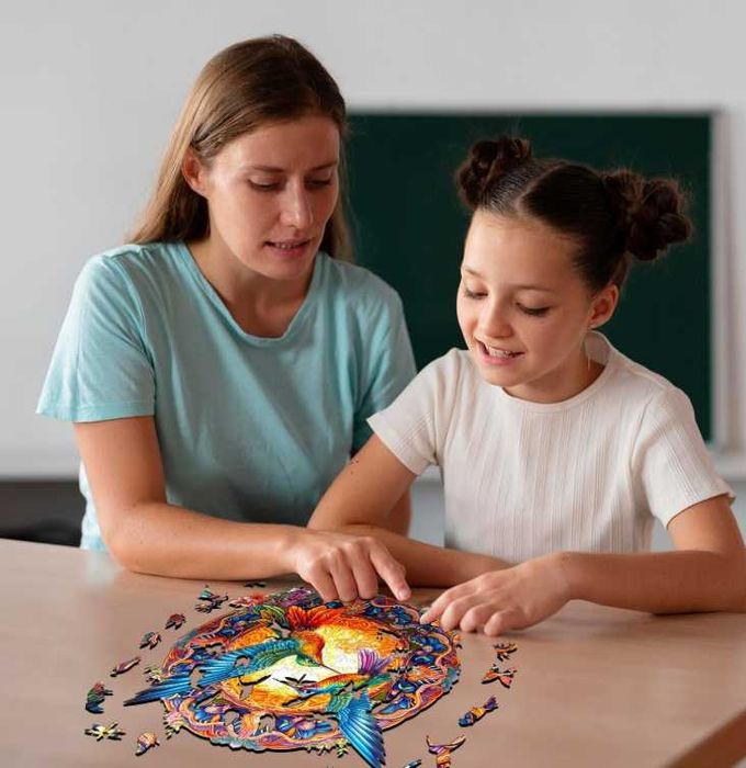Puzzle Drewniane Dla Dorosłych 300 Elementów MANDALA Drewniane Pudełko