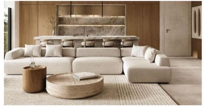 Sofa bege com chaise - Novo