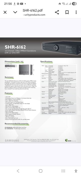 Gravador CCTV Samsung SHR-6162