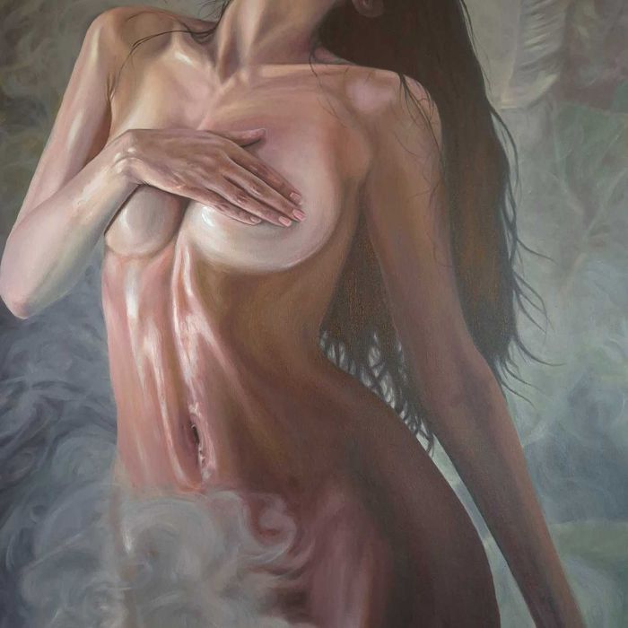 „Czerwone piórko” – Wielki Obraz Olejny | 150x100 cm | Unikat | VibRaMy