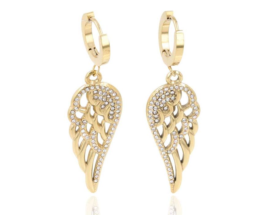 Kolczyki skrzydła ażurowe cyrkonie
