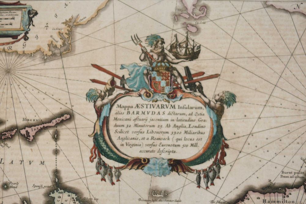 Reprodução impressa de Mapa Histórico Bermudas - Ano 1671