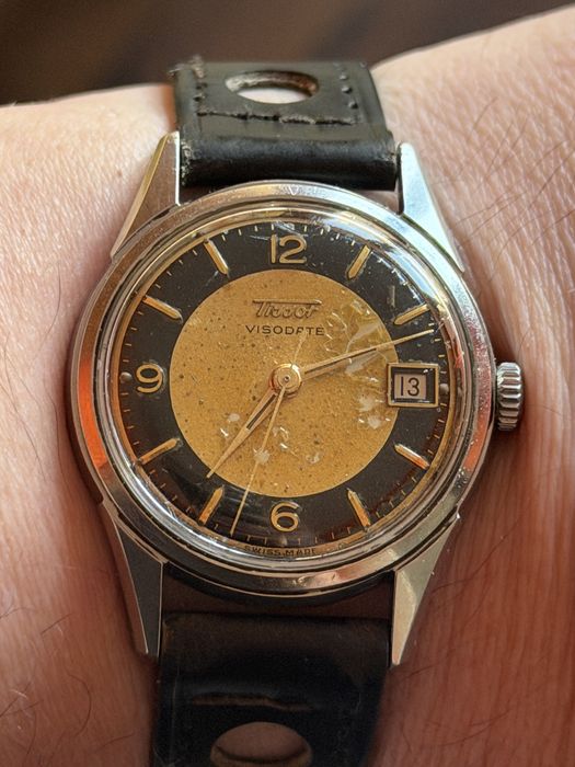 Tissot Visodate 15jewels, 35/44mm, w stali, lata 50te, sprawny